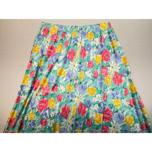Koret Women's A-Line Skirt Elastic Waist Stretch Pockets Floral Size XL Multi - Picture 9 of 10